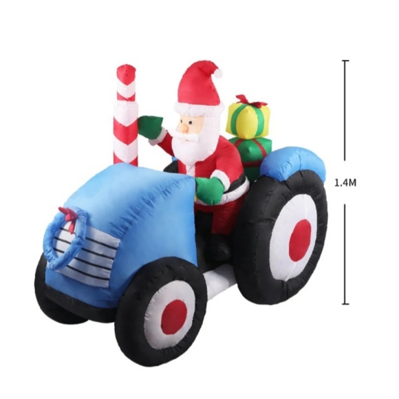 Santaco Inflatable Christmas Decor Blue Tractor Santa 1.4M LED Lights Xmas - Picture 3 of 4